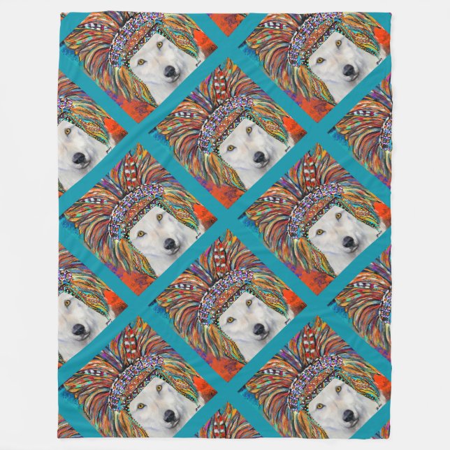 White Wolf Art Fleece Blanket (Front)