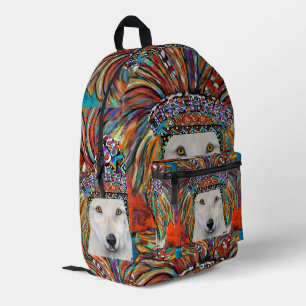 White Wolf Art Printed Backpack
