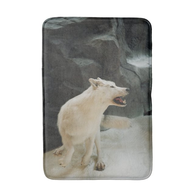 White Wolf Bath Mat (Front Vertical)
