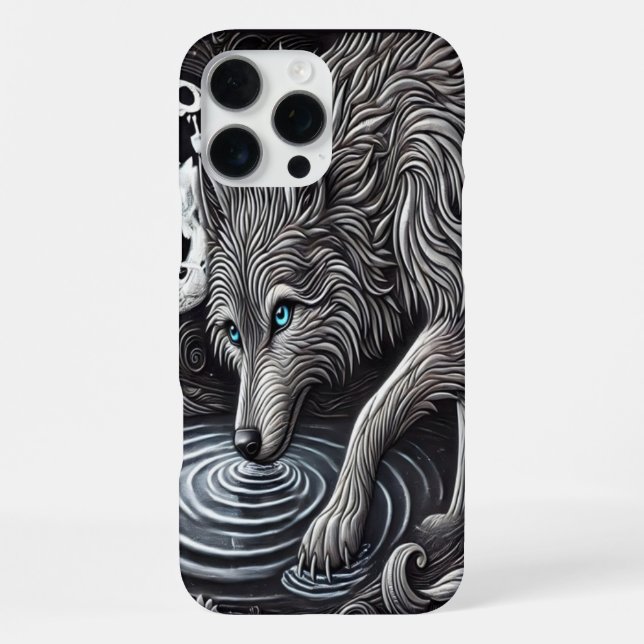 White Wolf by Moonlight iPhone Case (Back)