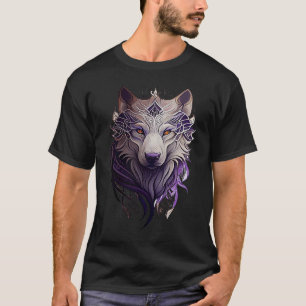 White Wolf Head Neo traditional Tattoo Style T-Shirt