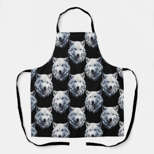 White Wolf Head Pattern Design  Apron