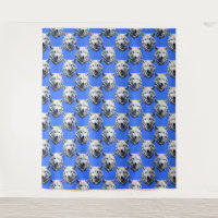 White Wolf Head Pattern Design Blue