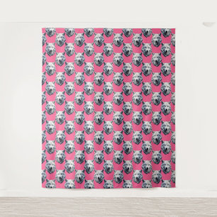 White Wolf Head Pattern Design Pink  Tapestry