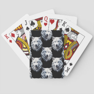White Wolf Head Pattern Design Playing Cards