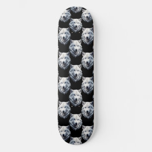 White Wolf Head Pattern Design Skateboard