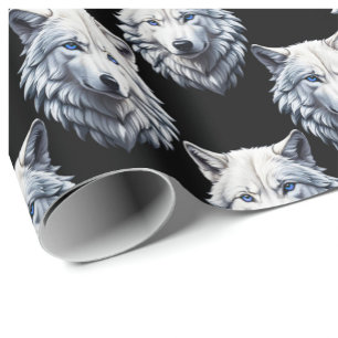 White Wolf Head Pattern Design Wrapping Paper