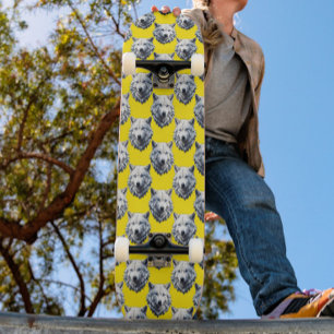 White Wolf Head Pattern Design Yellow Skateboard