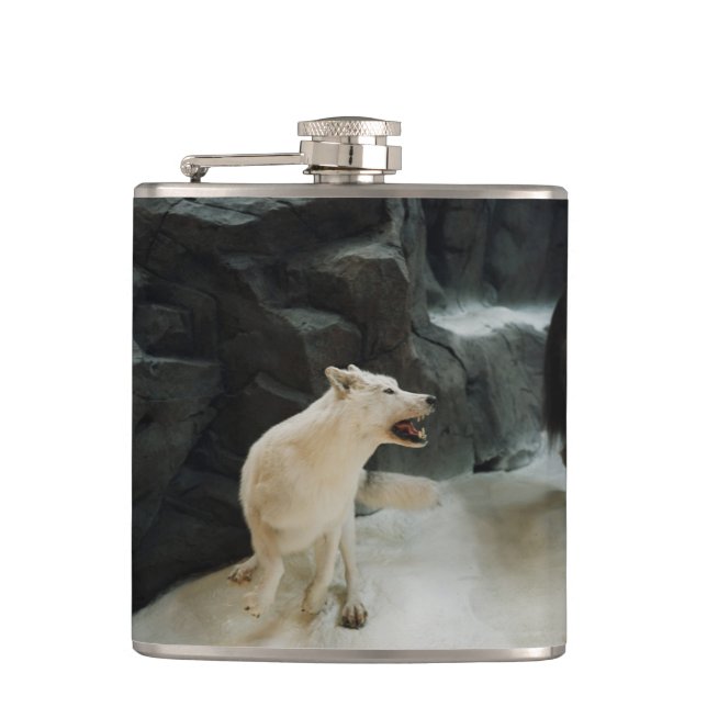White Wolf Hip Flask (Front)