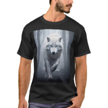 White Wolf in Foggy Forest