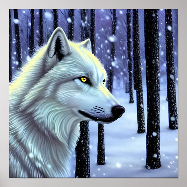 White Wolf in the Snow Poster (Front)