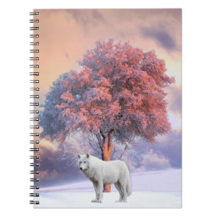 White Wolf in Winter Spiral Notebook