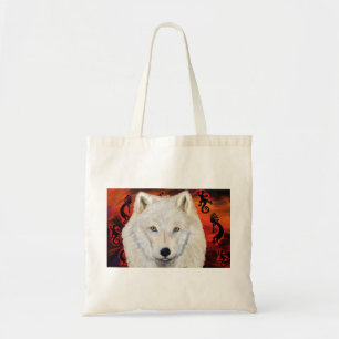 White  Wolf  Kokopelli Tote Bag