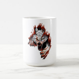 White wolf magic mug