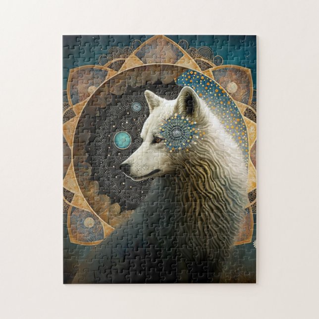 White Wolf Mandala Jigsaw Puzzle (Vertical)