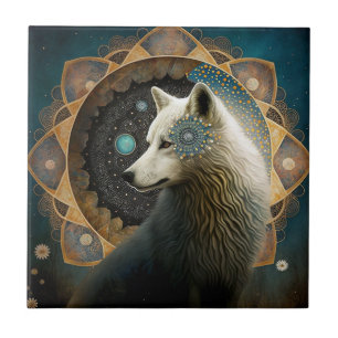 White Wolf Mandala Tile