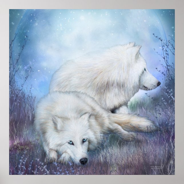 White Wolf Mates Art Poster/Print Poster (Front)