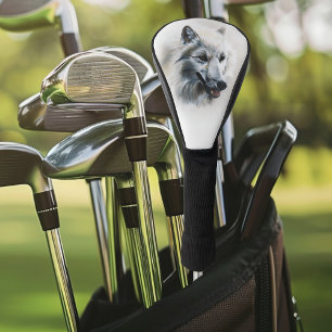 White Wolf Portrait Golf Head Cover
