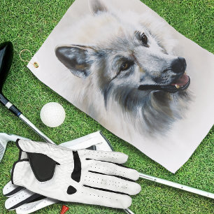 White Wolf Portrait Golf Towel