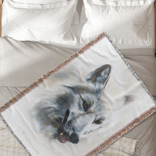 White Wolf Portrait Throw Blanket
