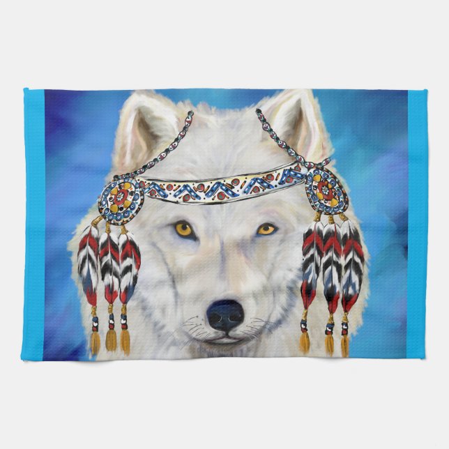 White Wolf Tea Towel (Horizontal)