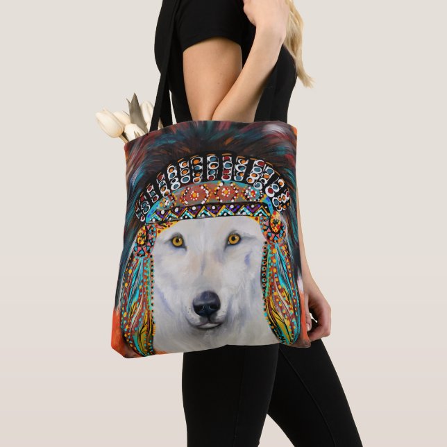 White Wolf Tote Bag (Close Up)