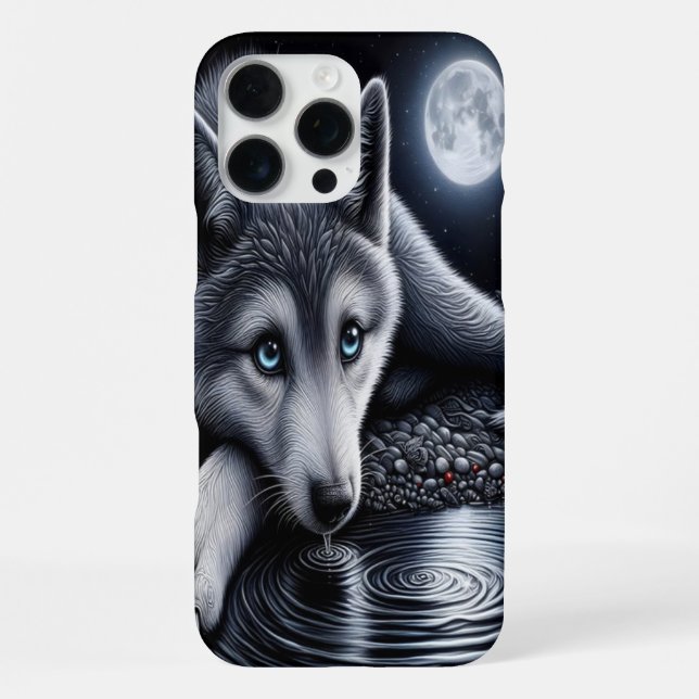 White Wolf Under Moonlight iPhone Case (Back)