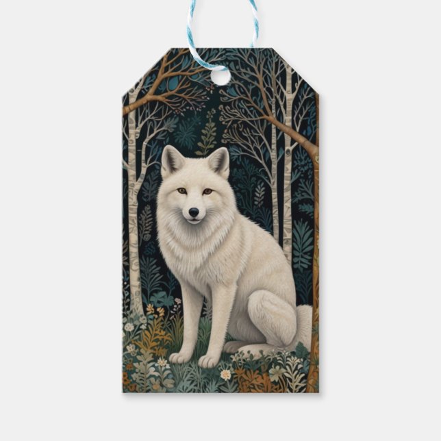 White wolf vintage boho woodland forest  gift tags (Front)