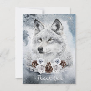 White Wolf Watercolor Winter Postcard