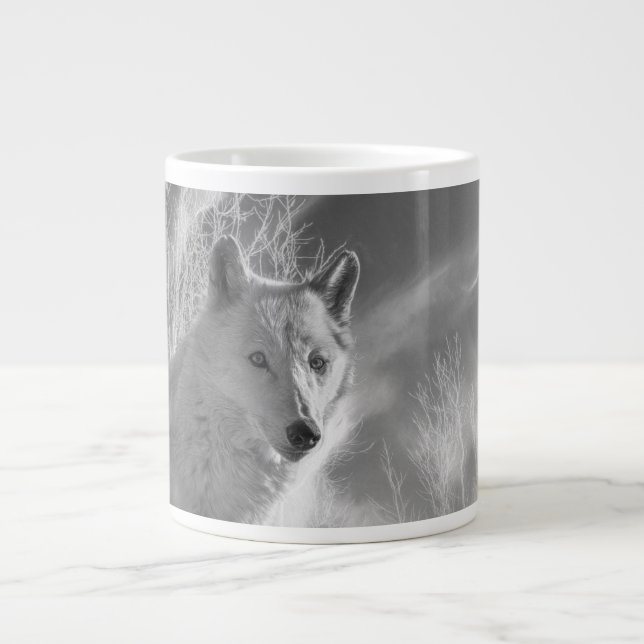 WHITE WOLF WHITE FOREST LARGE COFFEE MUG (Front)
