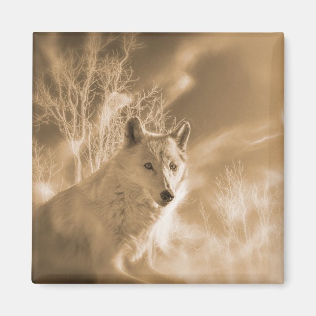WHITE WOLF WHITE FOREST MAGNET (Front)