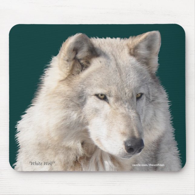 White Wolf Wildlife Art Mousepad (Front)
