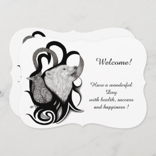 White Wolf with Raven , Add Your Text Invitation