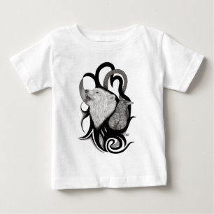 White Wolf with Raven Tribal Art Baby T-Shirt