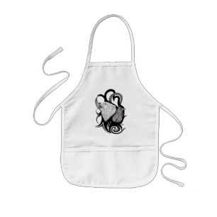 White Wolf with Raven Tribal Art Kids Apron