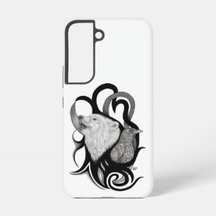 White Wolf with Raven Tribal Art Samsung Galaxy Case