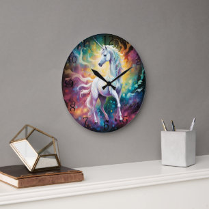 White Wonder: The Spectral White Unicorn Large Clock