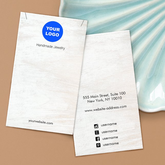 White Wood Add Logo Pendant Necklace Display (Creator Uploaded)