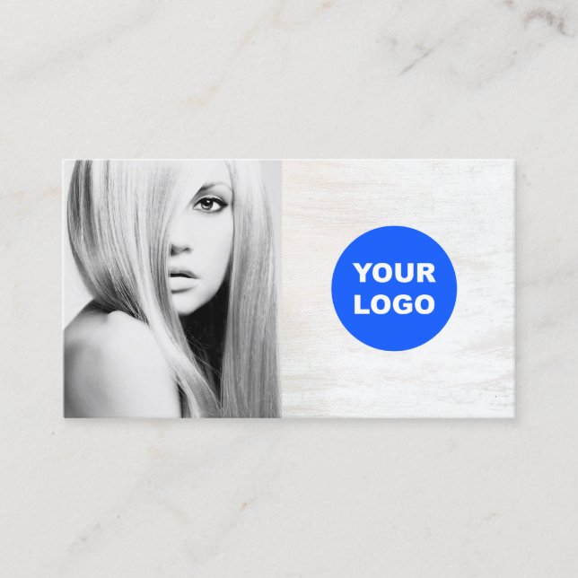 White Wood Add Logo Salon  Photo Card (Front)