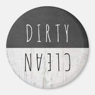 White Wood Chalkboard Clean Dirty Dishwasher Sign Magnet