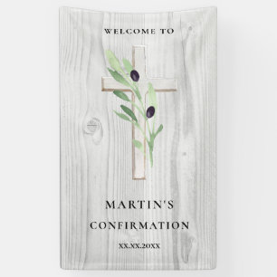 white wood Cross Confirmation Banner