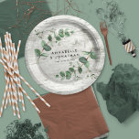 white wood eucalyptus foliage wedding  paper plate<br><div class="desc">Beautiful delicate eucalyptus foliage wedding design,  Part of a modern collection. white wood backer</div>