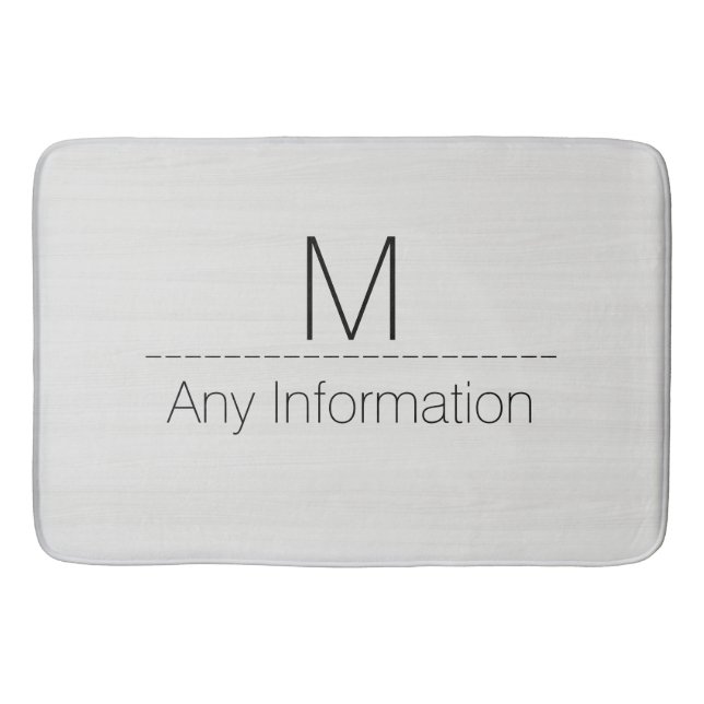 White Wood Grain Texture Monogram Bath Mat (Front)