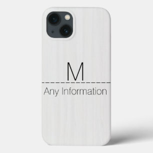 White Wood Grain Texture Monogram iPhone 13 Case