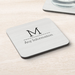 White Wood Grain Texture Monogram Coaster