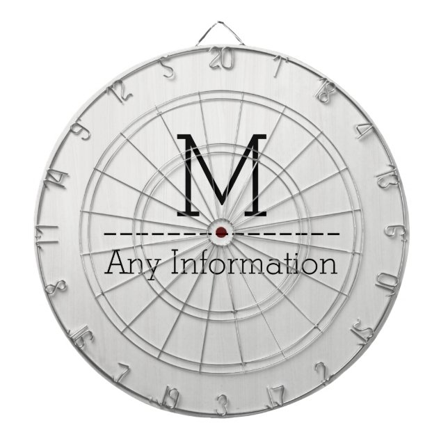 White Wood Grain Texture Monogram Dartboard (Front)