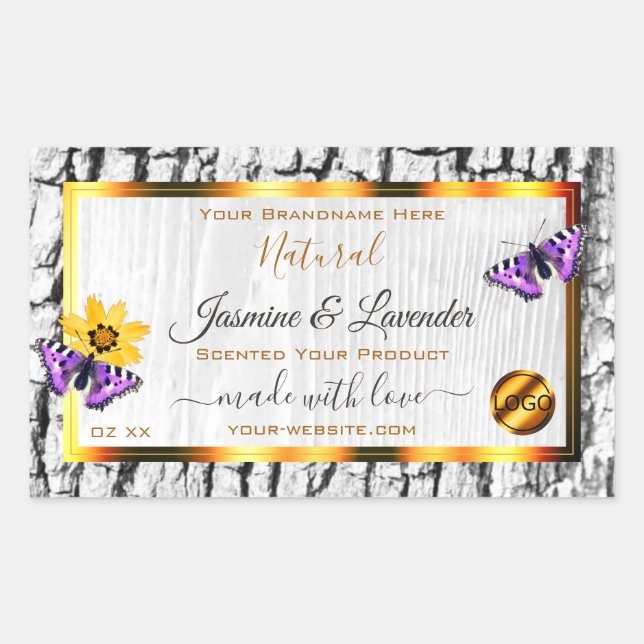 White Wood Grain Tree Bark Product Labels Add Logo (Front)