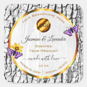 White Wood Grain Tree Bark Product Labels Add Logo