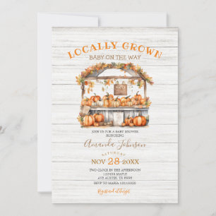 White Wood Locally Grown Pumpkin Fall Baby Shower Invitation