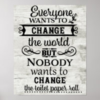White Wood Look Change the Toilet Paper Bathroom